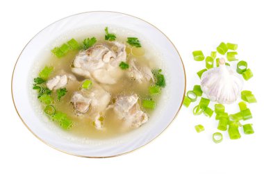 Tavuk eti ile Et Suyu Beyaz arka plan üzerinde Izole