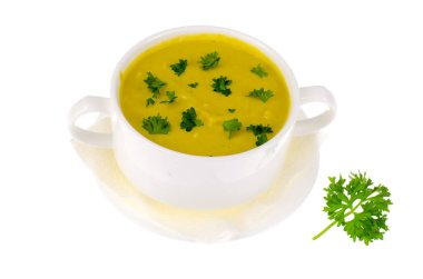 Sebze çorbası püresi, beyaz arka plan üzerinde izole