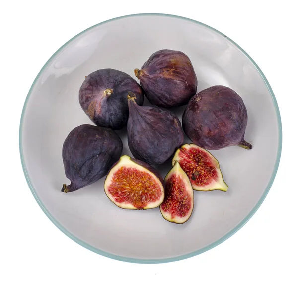 Plate with ripe, sweet figs — Stock Photo, Image