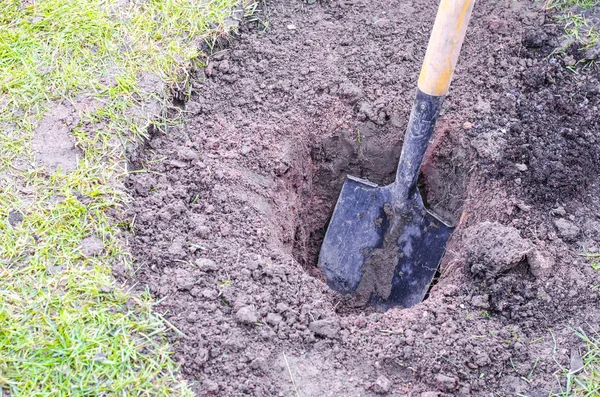 Shovel, digging holes in ground, working in garden