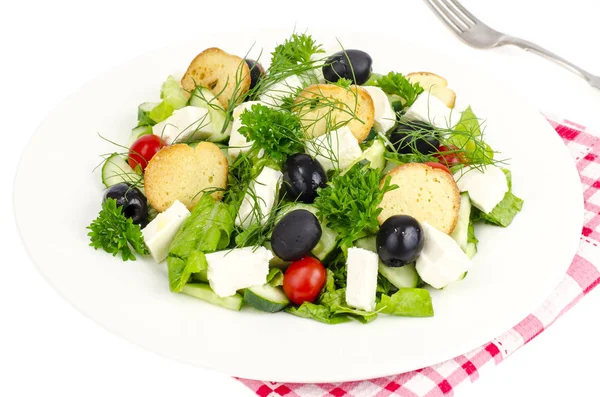 Placa blanca con ensalada de verduras —  Fotos de Stock