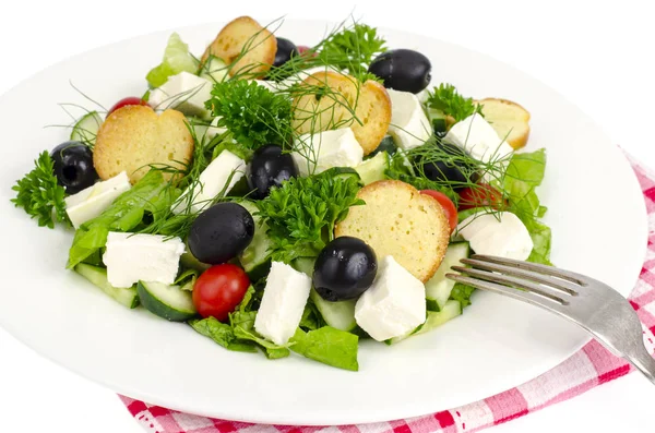 Placa blanca con ensalada de verduras —  Fotos de Stock