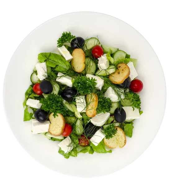 Placa branca com salada vegetal — Fotografia de Stock