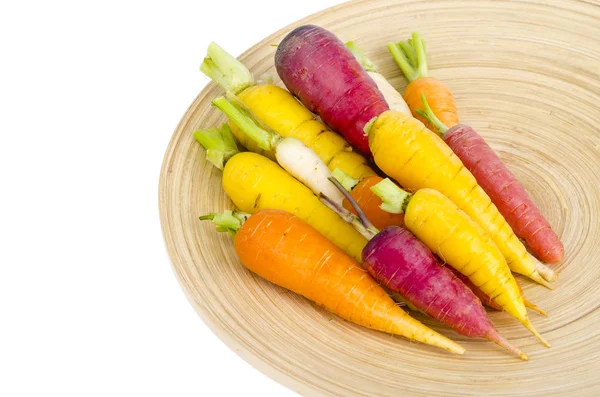 Zanahorias frescas de granja orgánica de varios tipos y colores — Foto de Stock