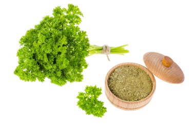 Taze ve kurutulmuş maydanoz, baharatlı aromatik otlar