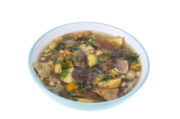 Delicious seasonal wild mushroom soup. Studio Photo — Stock Image Delicious seasonal wild mushroom soup. Studio Photo Stock Image