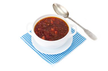 Rus ulusal yemeği, pancar çorbası. Stüdyo Fotoğrafı.