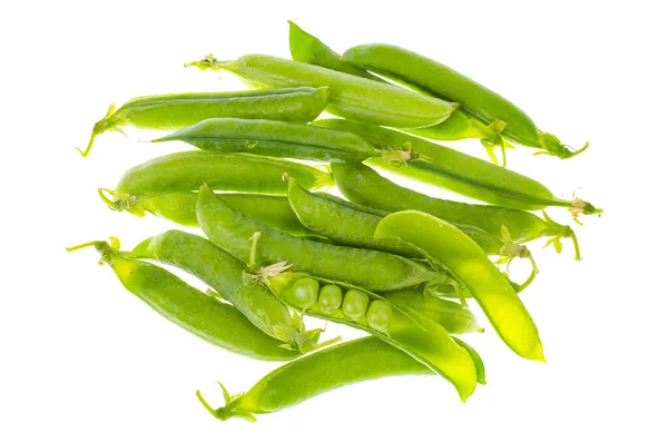 Vainas Brotes Guisantes Verdes Aislados Sobre Fondo Blanco Estudio Foto — Foto de Stock