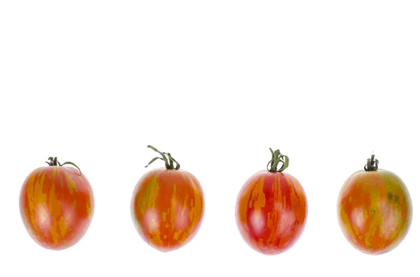Reife Saftige Tomaten Gestreift Färbung Auf Weißem Hintergrund Studioaufnahme — Stockfoto