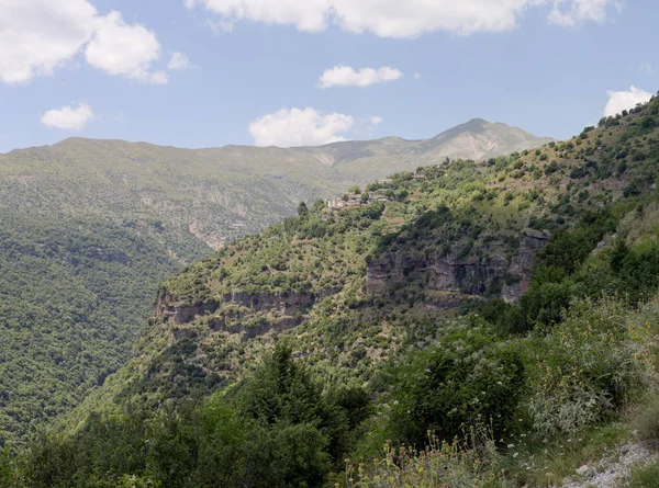 View Traditional Greek Village Kalarrytes Which Mountain Baros Altitude 1200 — Stock Photo, Image