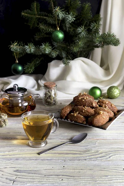 Nouvel Composition Noël National Biscuits Grecs Noël Melomacarona Une Tasse — Photo