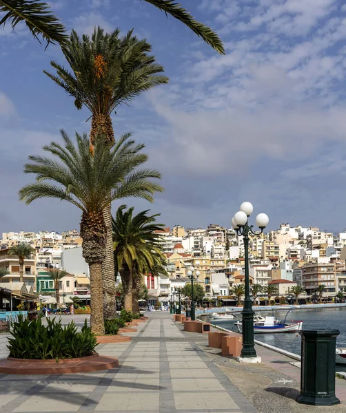 Vue Sur Remblai Station Balnéaire Sitia Crète Grèce Par Une — Photo