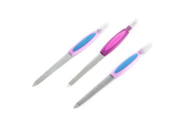 Aletleri. Beyaz arka plan yakın çekim üzerinde yeni, güzel nailfile kümesi.
