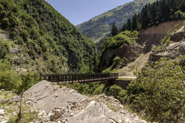 Pont Métallique Travers Gorge Près Village Matsouki Grèce Région Tzoumerka — Photo