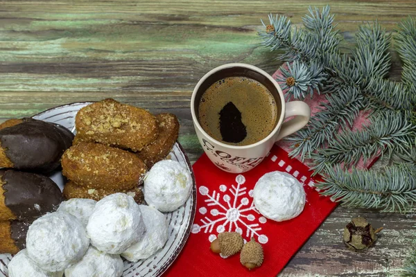 Nouvel Composition Noël National Biscuits Grecs Noël Melomacarona Kourabies Tasse — Photo