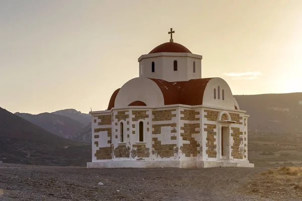 Stony Χριστιανός Ορθόδοξης Εκκλησίας Στο Ηλιοβασίλεμα Περιοχή Του Λασιθίου Κρήτης — Φωτογραφία Αρχείου