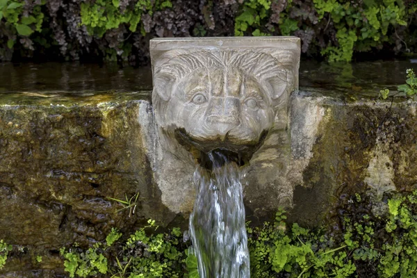 De bronnen van Dionysus in de vorm van een leeuwenkop op eiland A — Stockfoto