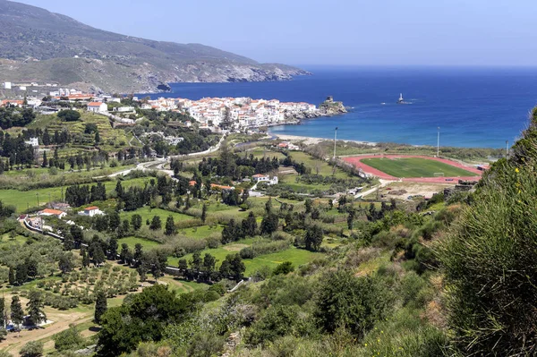 Uitzicht op de stad Chora op Andros (Griekenland, Cycladen) — Stockfoto