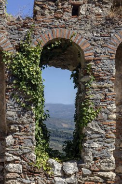 Açık hava müzesi Mistras. Yunanistan'da ortaçağ kenti, Sparta kasabası yakınlarında
