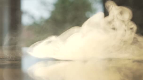 Macro shot of dense clouds of smoke and toxic vapor at camera — Stock Video