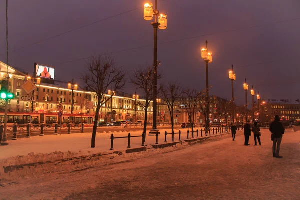 Beautiful Architecture Petersburg Sennaya Square Winter Cityscape Winter Snow Square — Stock Photo, Image