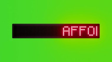 Yeşil Ekrandaki Kırmızı Nokta Matrix LED Metin Canlandırması Ekranda Kusursuz Döngü