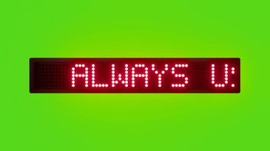 Her zaman İşaretli ve Onaylanmış ROUTES kullanın Kırmızı Noktalı Matris Yeşil Ekransız Döngüde Metin Canlandırması