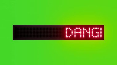 DANGER 33 KV Scrolling Red Dot Matrix LED Text Animation on Green Screen Seamless Loop