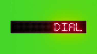 DIAL 1098 FOR CHILD HELPLINE Scrolling Red Dot Matrix LED Text Animation on Green Screen Seamless Loop