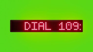 DIAL 1091 FOR WOMEN POLICE HELPLINE IN INDIA Scrolling Red Dot Matrix LED Text Animation on Green Screen Seamless Loop