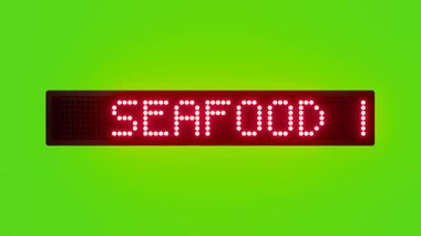 SEAFOOD KONUŞTURMASI KONUŞMASI Kırmızı Nokta Matrix LED Yeşil Ekranda Metin Canlandırması