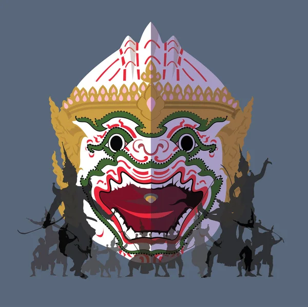 Thaise Ramayana Khon Dans Drama — Stockvector