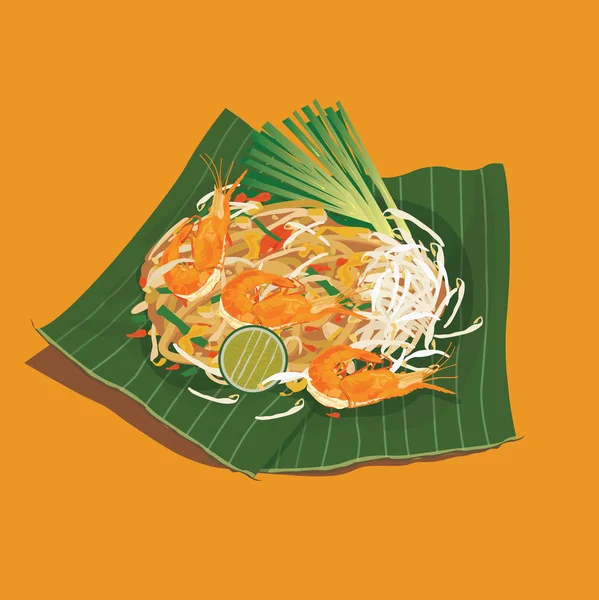 Thai Food Pad Thai — Stock Vector