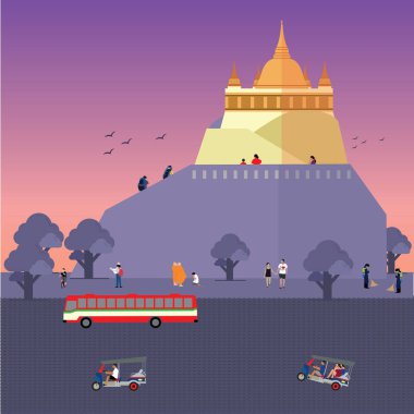 Wat Saket or Golden Mount(Phu Khao Thong) Bangkok Thailand vector Wat Saket or Golden Mount(Phu Khao Thong) Bangkok Thailand vector