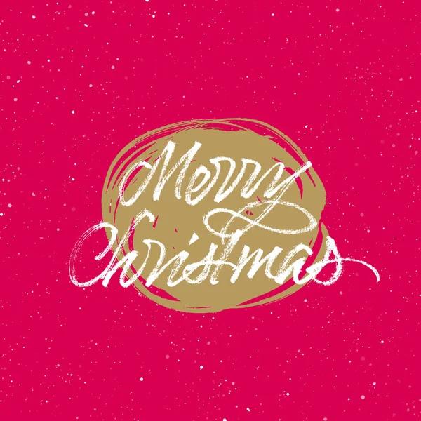 Joyeux Noël Carte Vœux Dorée Rouge Calligraphie Vectorielle Pinceau Fond — Image vectorielle