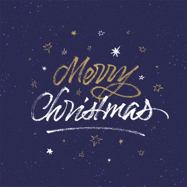 Joyeux Fond Noël Carte Voeux Avec Calligraphie Manuscrite Pinceau — Image vectorielle