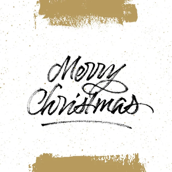 Veselé Vánoce Štětec Kaligrafie Blahopřání Ručně Psané Písmo Ručně Kreslenými — Stockový vektor