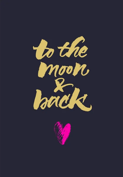 Quiero Luna Vuelta Cita Inspiradora San Valentín Boda Tarjeta Felicitación — Vector de stock