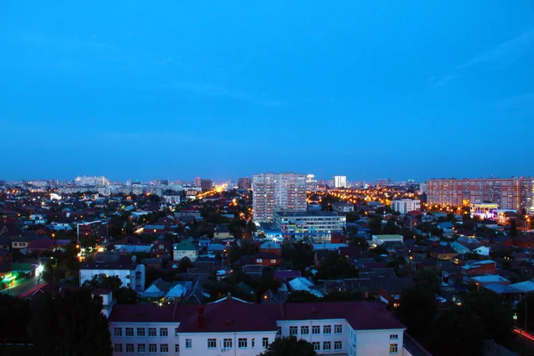 Nacht Stad Krasnodar Uitzicht Vanaf Een Hoogte — Stockfoto