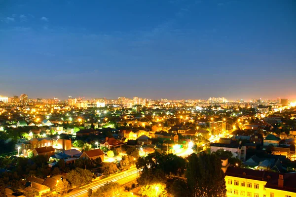 Nacht Stad Krasnodar Uitzicht Vanaf Een Hoogte — Stockfoto