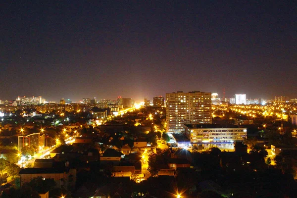 Nuit Ville Krasnodar Vue Une Hauteur — Photo