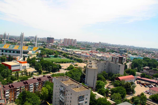 Vue Sur Ville Krasnodar Avec Champ Fudbolny — Photo