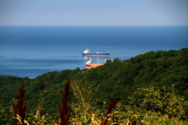 Tuapse Rusko Červenec 2019 Lodní Přístav Tuapse Cisterna Moři Pohled — Stock fotografie