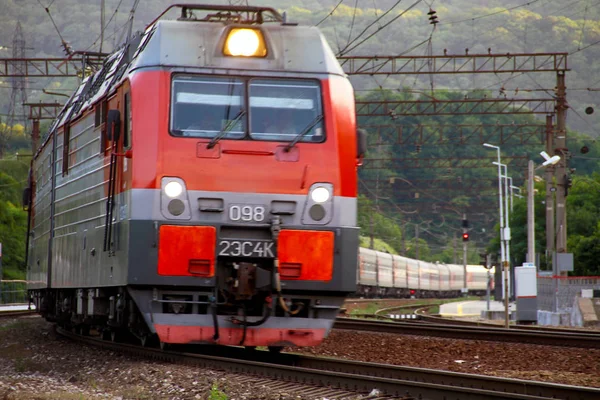 Vista Del Tren Que Pasa Por Línea Principal Del Cáucaso — Foto de Stock