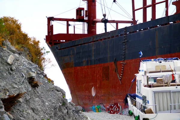 Gelendschik Russland Rio Schiff Nach Einem Sturm Schwarzen Meer Gestrandet — Stockfoto