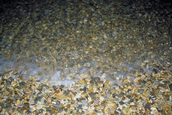 Морские Камни Морской Воде Камушек Водой Вид Сверху Морской Ночной — стоковое фото