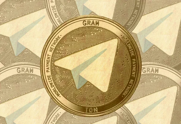 Altın sikke Cryptocurrency gram, ton, Yuvarlak beyaz bir arka plan üzerinde