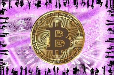 Enerji ve siluet ile siyah bir arka plan üzerinde İkili kod tünel