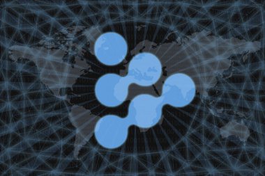 iexec RIC (RIC) Soyut Şifreleme Birimi. Karanlık bir geçmişi ve bir dünya haritası var. Tasarımınız için grafiksel kavram.