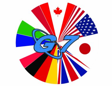 Büyük yedili bayraklar beyaz arka planda daire şeklinde.